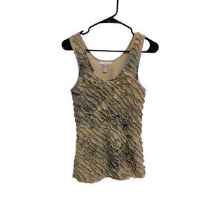 Weavers Womens Beige Textured Sleeveless Stylish Tank Top Size Medium Neutral